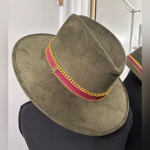 Olive Green Suede Cowboy Hat